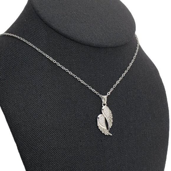 925 Sterling Silver Womens 2ct Diamond Christian Angel Pendant Necklace Jewelry - Picture 4 of 7